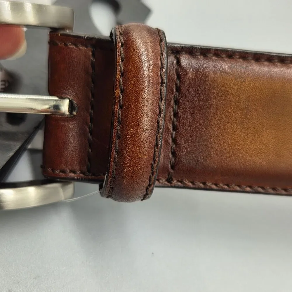 Magnanni Carbon Leather Belt men's Style # 1121 Cognac 1  3/8